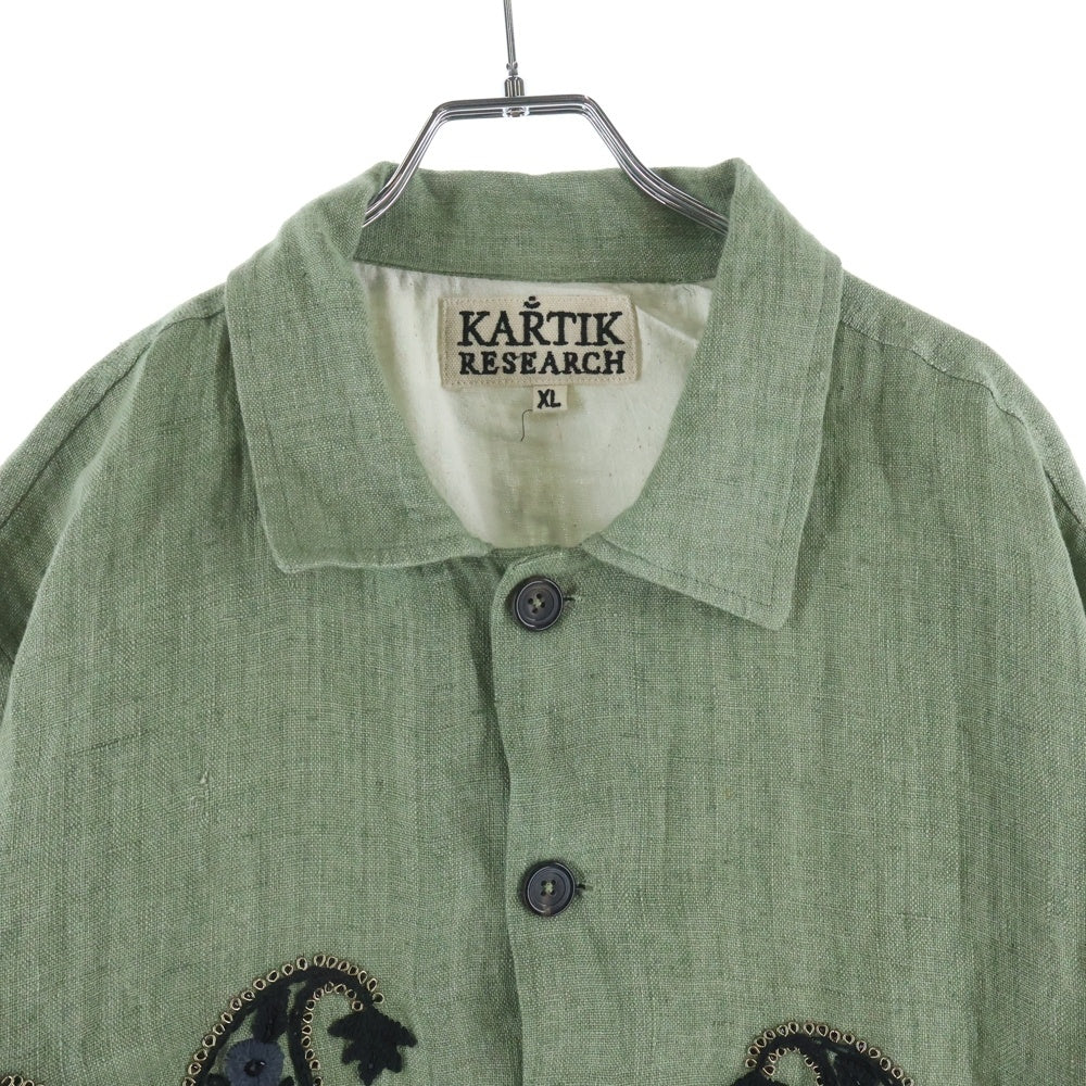 KARTIK RESEARCH(カーティック リサーチ) Cropped Embroidered Jacket クロップド エンブロイダード ジャケット グリーン 25-011-310-0015-1-0
