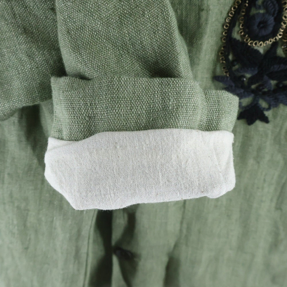 KARTIK RESEARCH(カーティック リサーチ) Cropped Embroidered Jacket クロップド エンブロイダード ジャケット グリーン 25-011-310-0015-1-0