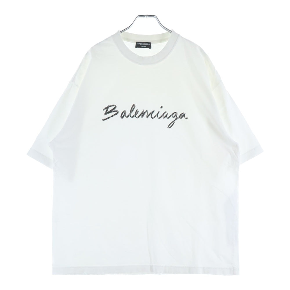 BALENCIAGA(バレンシアガ) T-Shirt シグネチャーロゴプリント半袖Tシャツ ホワイト 612966 TMVB4