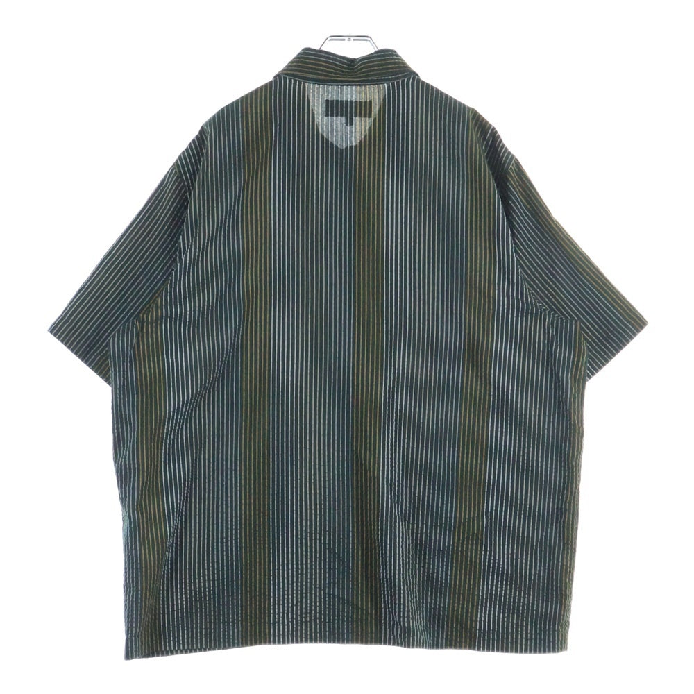 KITH(キス) ロゴ刺繍 ストライプデザイン 半袖シャツ グリーン