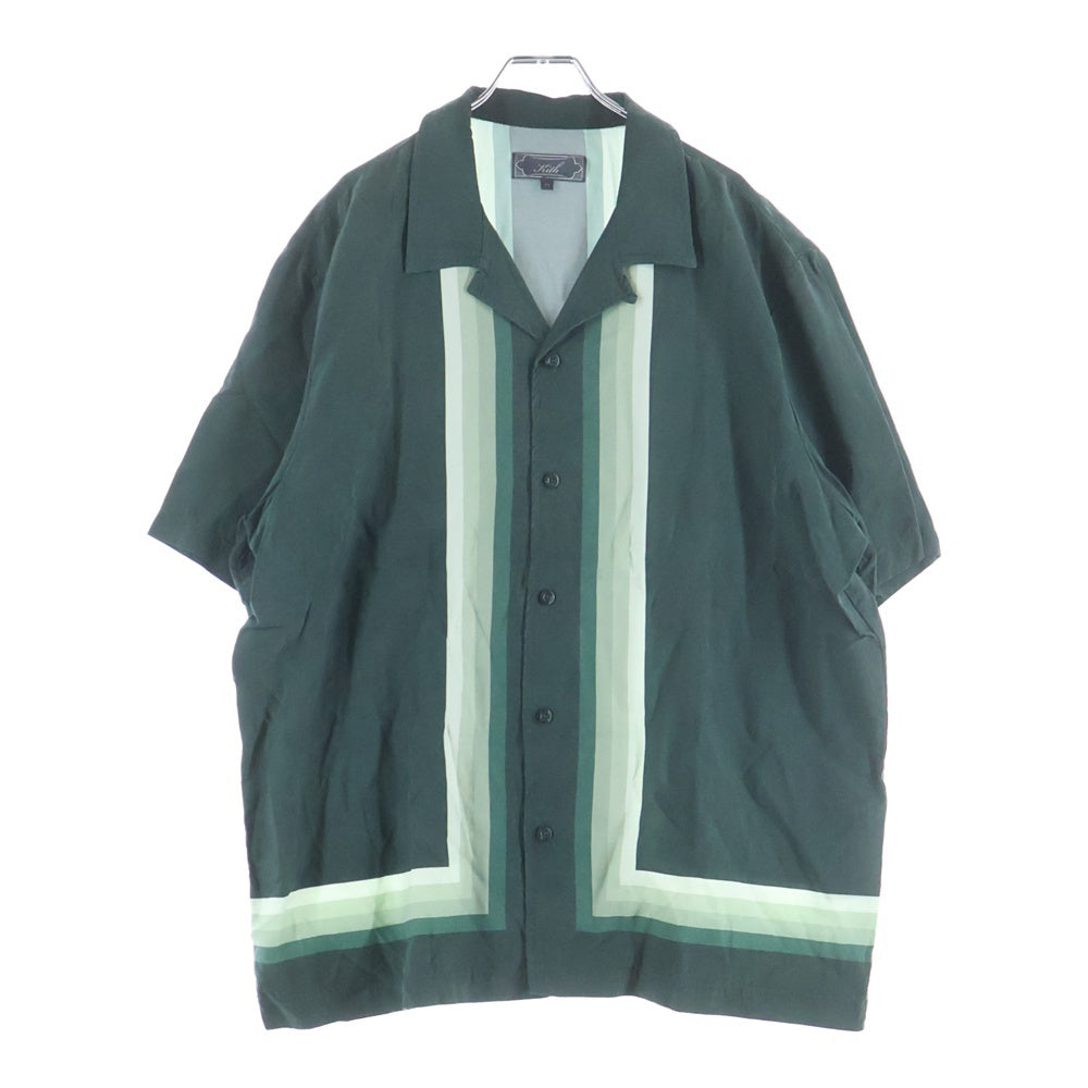 KITH(キス) ボーダーストライプ 半袖シャツ グリーン