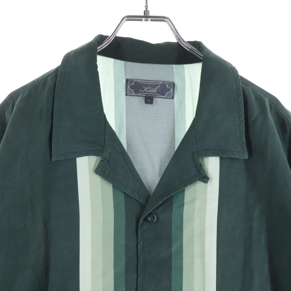 KITH(キス) ボーダーストライプ 半袖シャツ グリーン