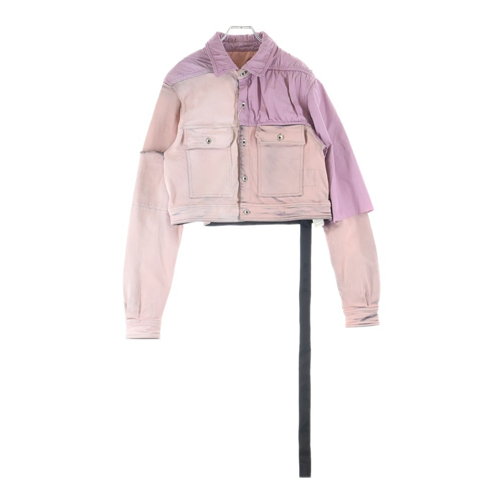 DRKSHDW(ダークシャドウ) CROPPED OUTERSHIRT SAMPLE 再構築 クロップド コーティングデニムジャケット ピンク DS01C6709-SCOMW1