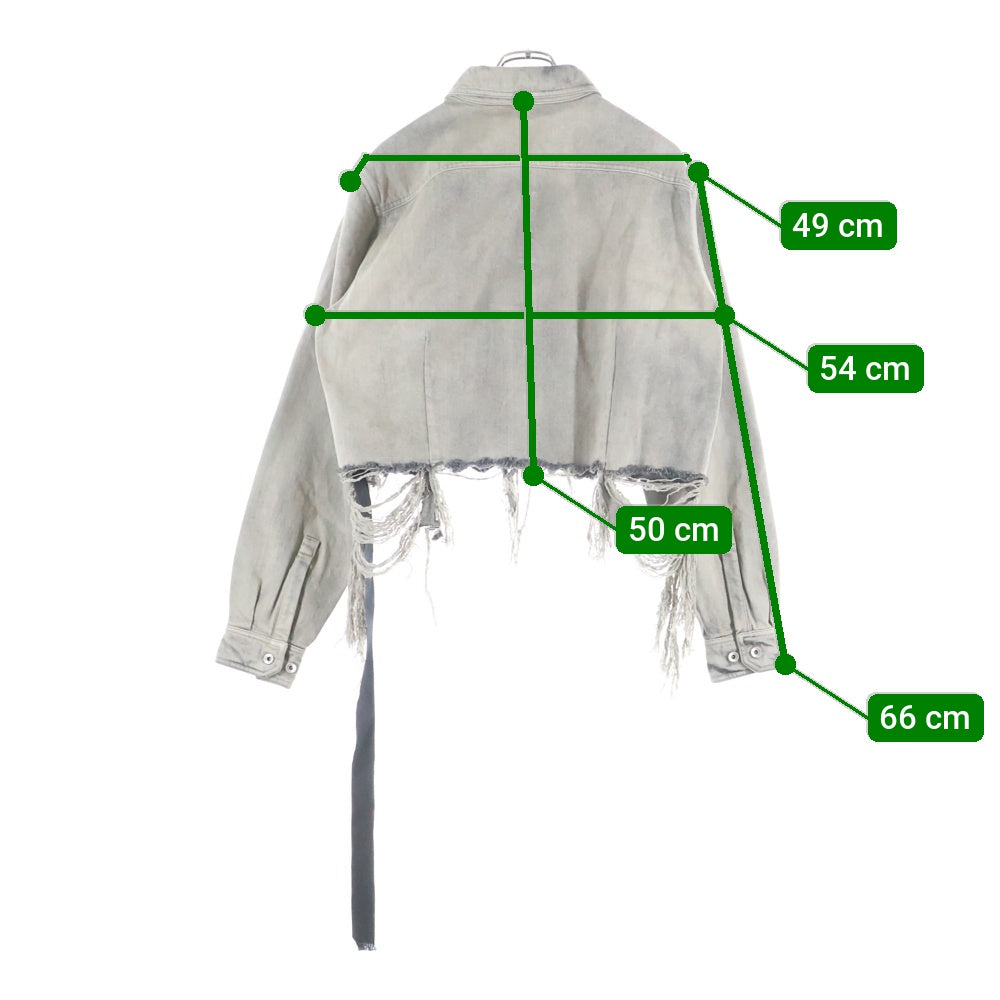 DRKSHDW(ダークシャドウ) 23AW CAPE SLEEVE CROPPED OUTERSHIRT ダメージ加工 クロップドデニムジャケット インディゴ DS02C5702-DMPFR