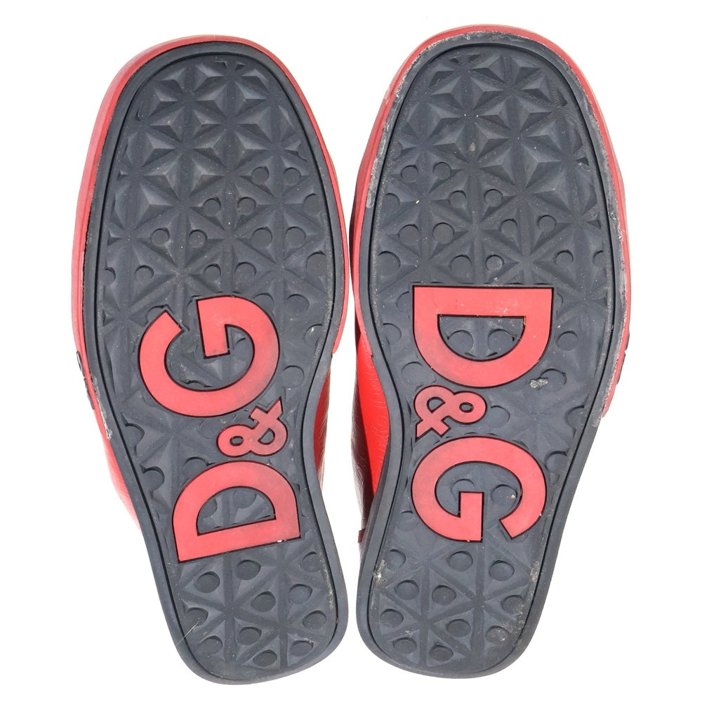 DOLCE & GABBANA(ドルチェアンドガッバーナ) バックロゴプリントデザイン レースアップシューズ ローカットスニーカーレッド DU0987