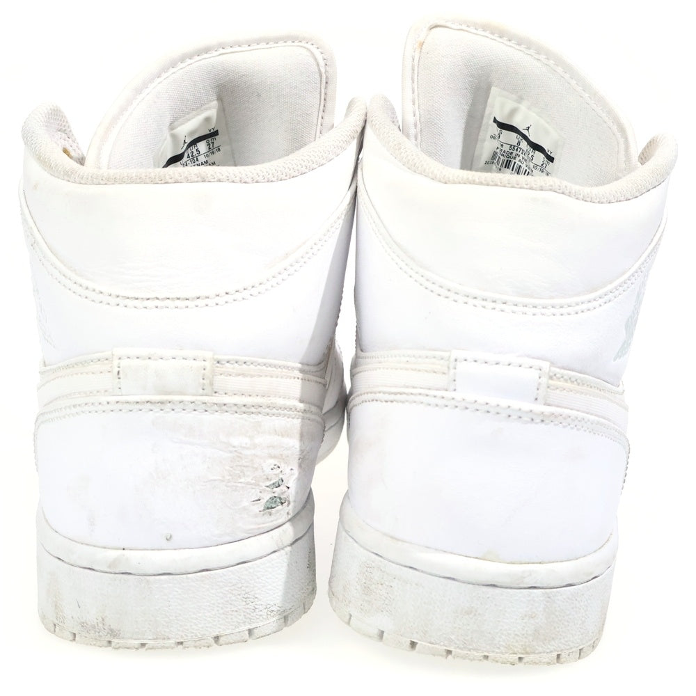 NIKE(ナイキ) AIR JORDAN 1 MID TRIPLE WHITE エアジョーダン 1 ミッド トリプルホワイト ミッドスニーカー ホワイト US9/27cm 554724-130