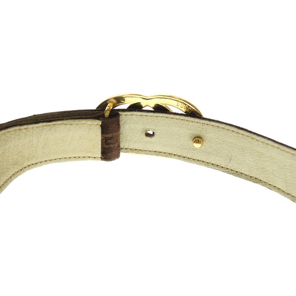 GUCCI(グッチ) オールド GGロゴ 総柄 レザーベルト ブラウン レディース