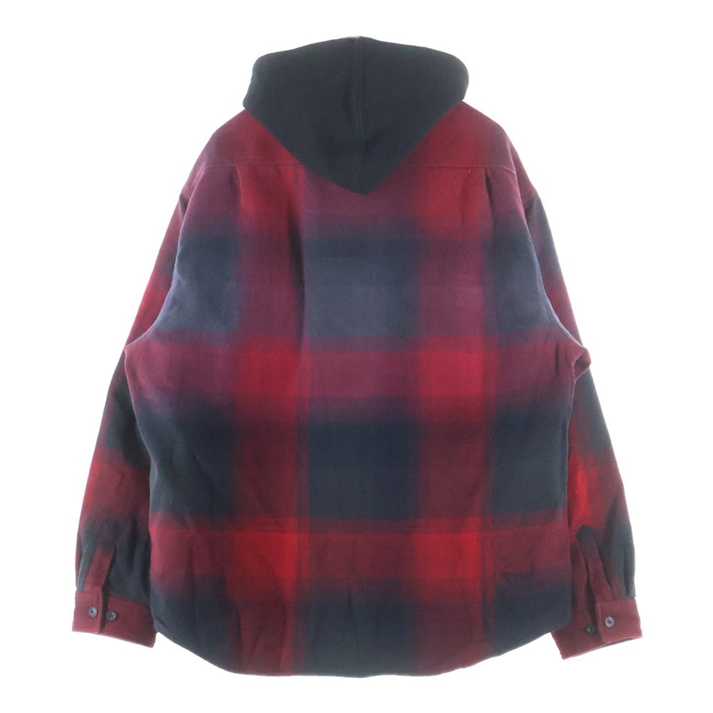 SUPREME(シュプリーム) 25SS Quilted Lined Hooded Flannel Shirt オンブレチェック フーデッド フランネル シャツ フード付き長袖シャツ ブラック/レッド