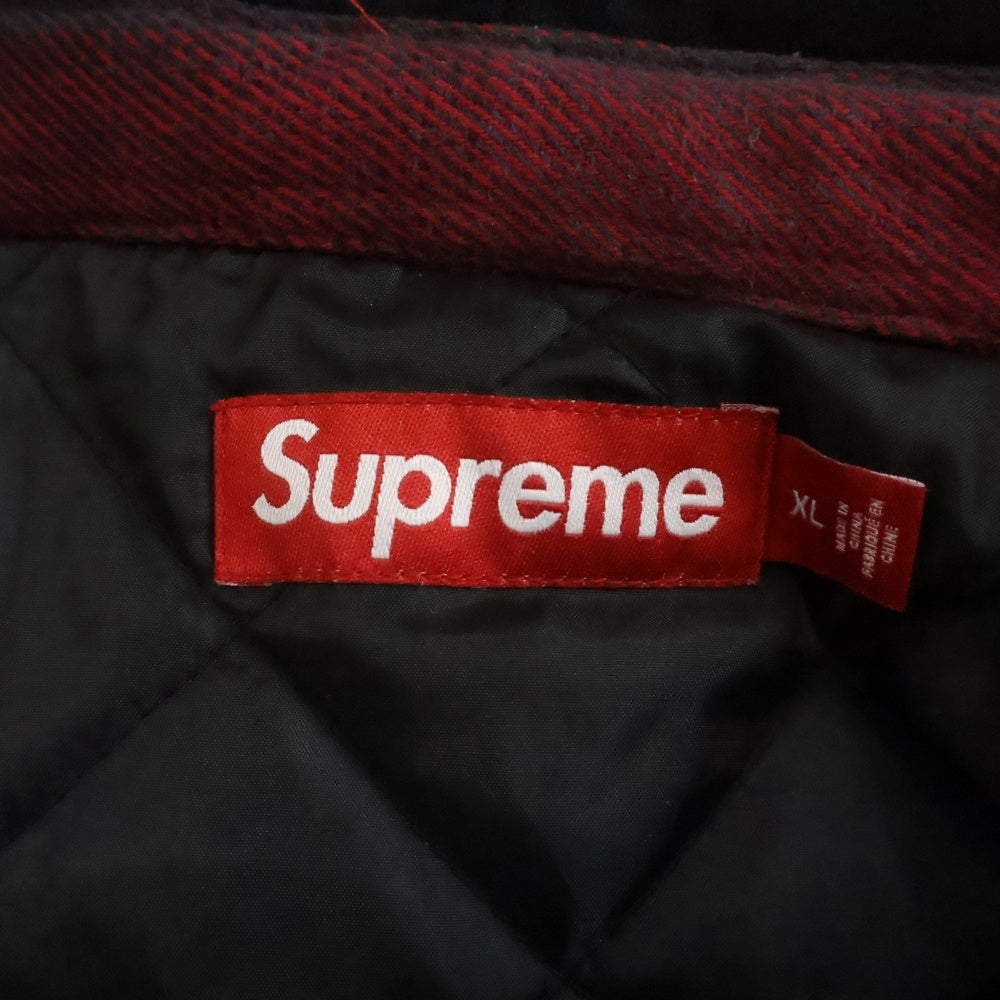 SUPREME(シュプリーム) 25SS Quilted Lined Hooded Flannel Shirt オンブレチェック フーデッド フランネル シャツ フード付き長袖シャツ ブラック/レッド