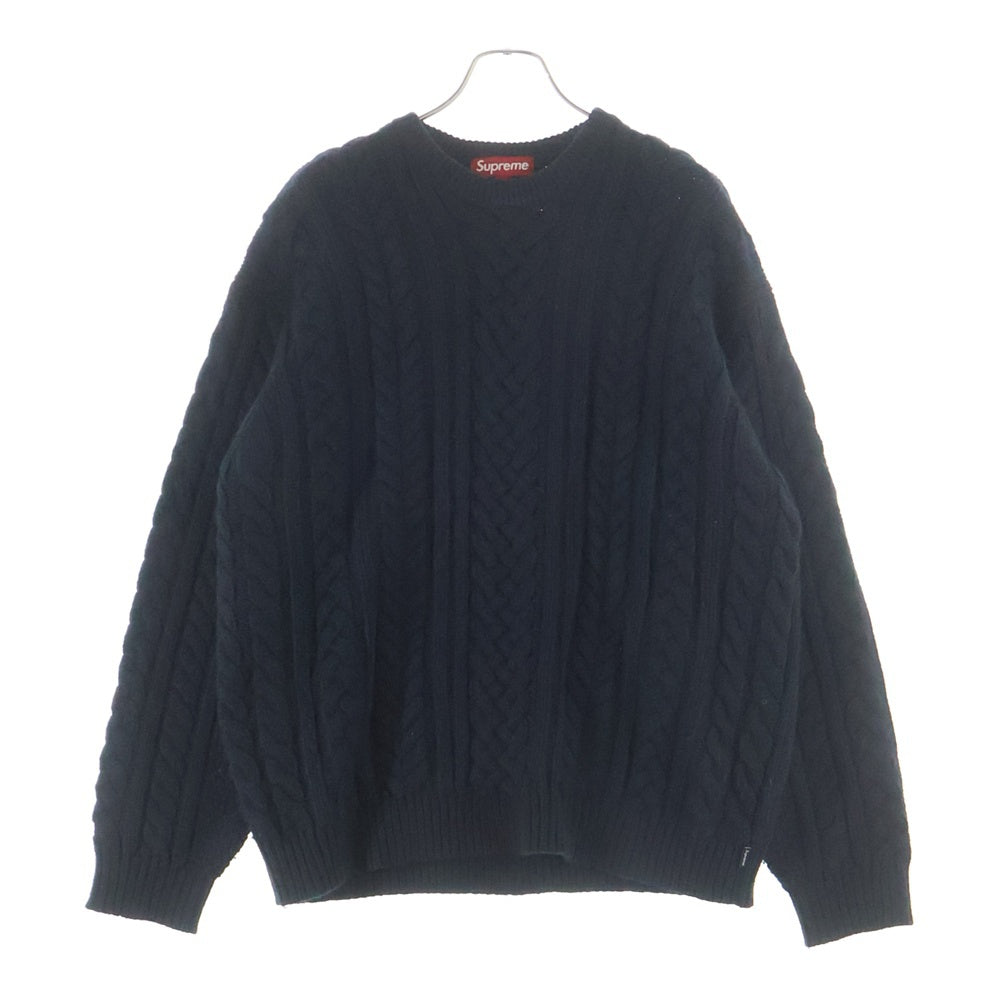 SUPREME(シュプリーム) 23AW Applique Cable Knit Sweater アップリケ クルーネック ケーブルニットセーター ブラック