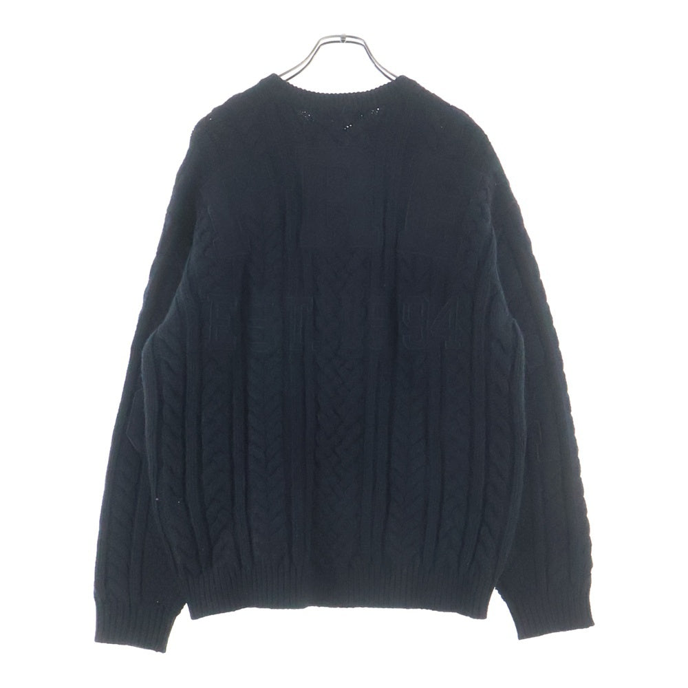 SUPREME(シュプリーム) 23AW Applique Cable Knit Sweater アップリケ クルーネック ケーブルニットセーター ブラック