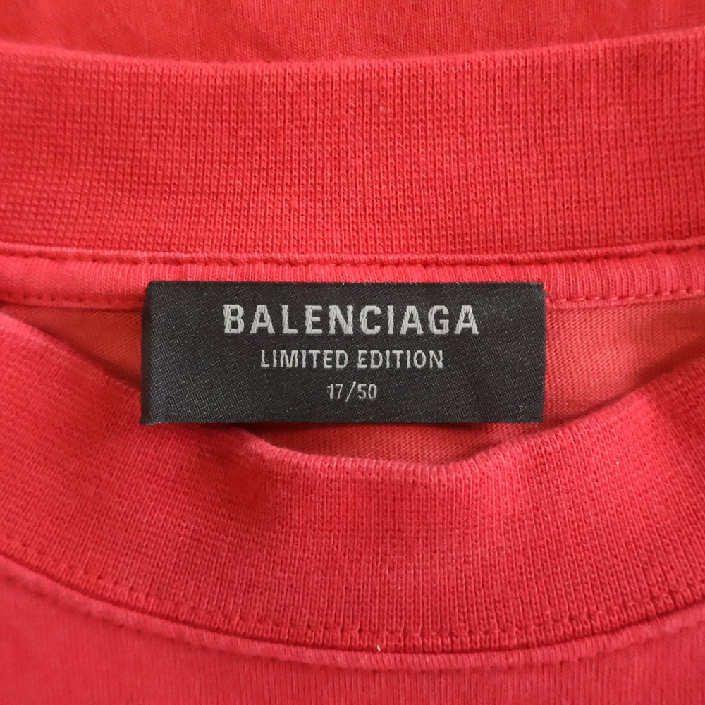 BALENCIAGA(バレンシアガ) I Love Upcycled Long Sleeve T Shirt アイ ラブ アップサイクル ロングスリーブ 長袖Tシャツ レッド 727029 TNVT1