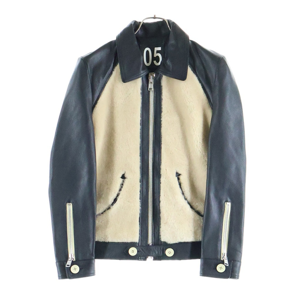 Liugoo Leathers(リューグーレザーズ) グリズリージャケット ボア切り換え レザージャケット ジップアップブルゾン ブラック CW24MX-1