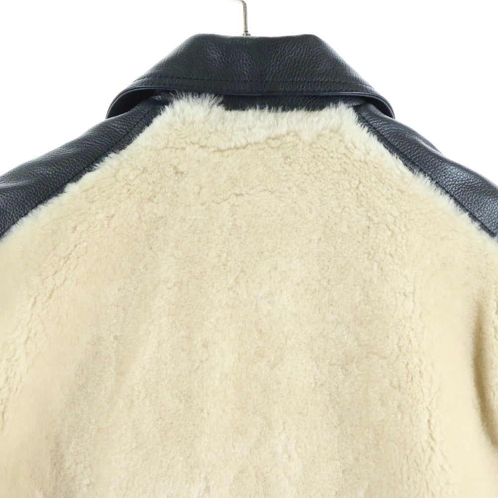 Liugoo Leathers(リューグーレザーズ) グリズリージャケット ボア切り換え レザージャケット ジップアップブルゾン ブラック CW24MX-1