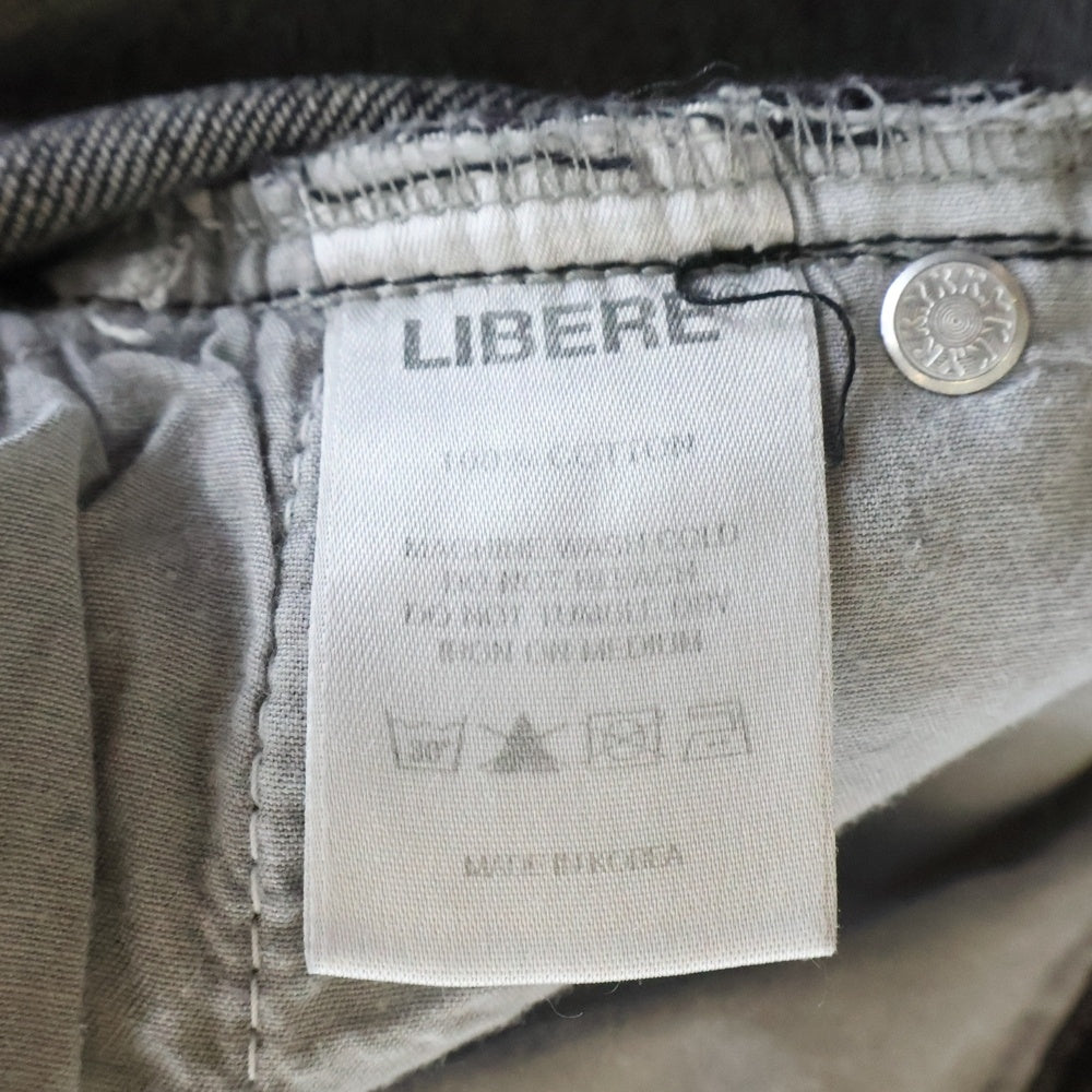 LIBERE(リベーレ) ダメージ加工 ストレートデニムパンツ ジーンズ ブラック