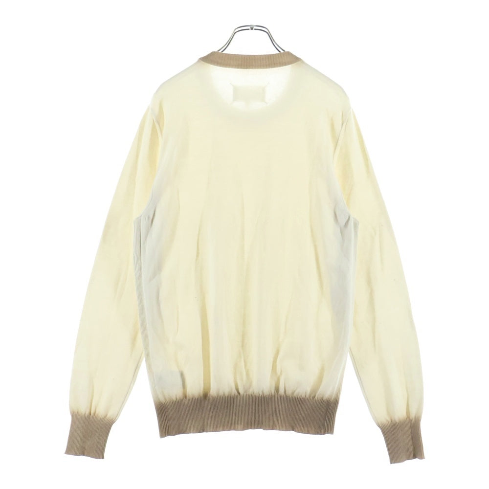 Maison Margiela(メゾンマルジェラ) バイカラーコットン クルーネックニットセーター アイボリー S30HA0634