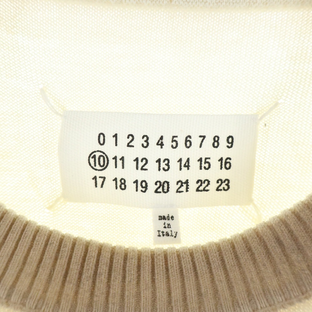 Maison Margiela(メゾンマルジェラ) バイカラーコットン クルーネックニットセーター アイボリー S30HA0634