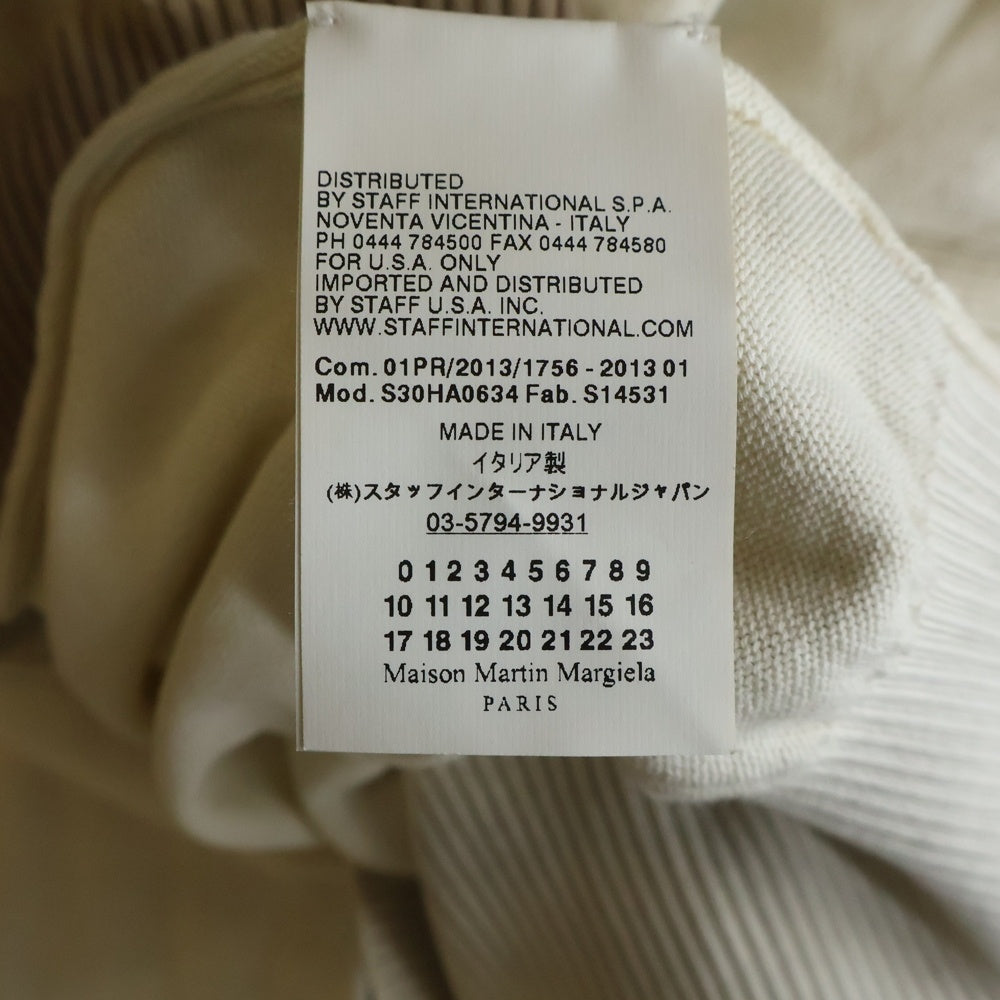 Maison Margiela(メゾンマルジェラ) バイカラーコットン クルーネックニットセーター アイボリー S30HA0634