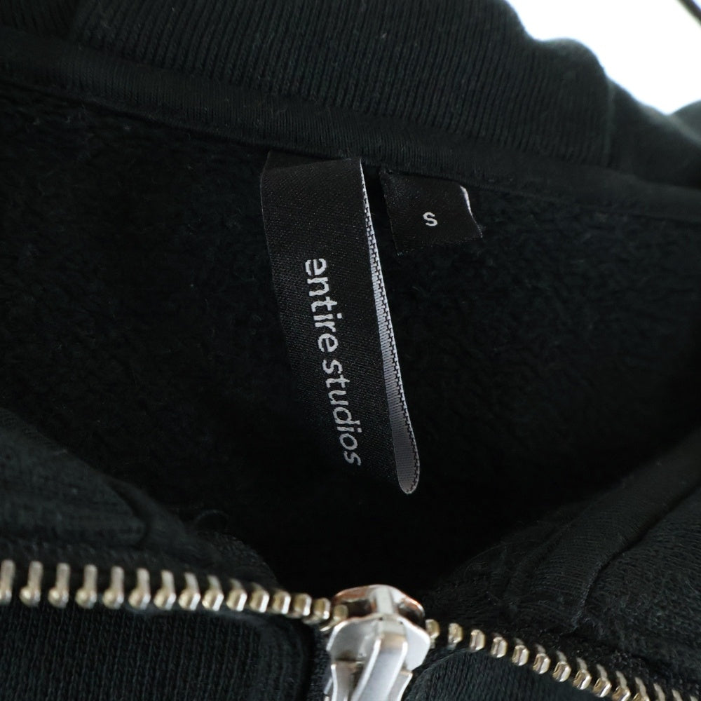 entire studios(エンタイア スタジオ) FULL ZIP HOODIE フルジップ ジップアップスウェットパーカー フーディー ブラック ES2106 PO0130