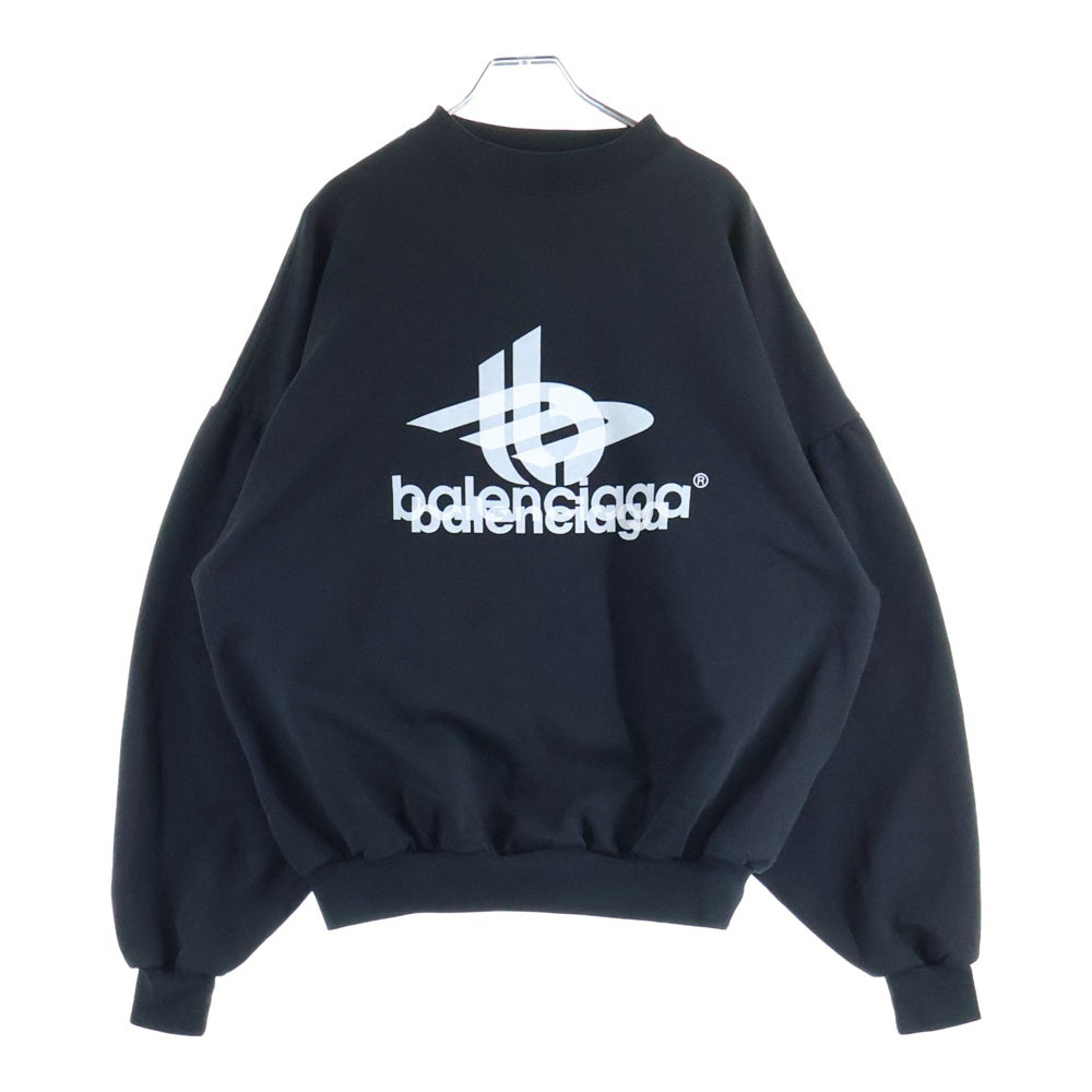 BALENCIAGA(バレンシアガ) 24SS Layard Sports Round レイヤードスポーツロゴ クルーネックスウェットトレーナー ブラック 767860 TPVF3
