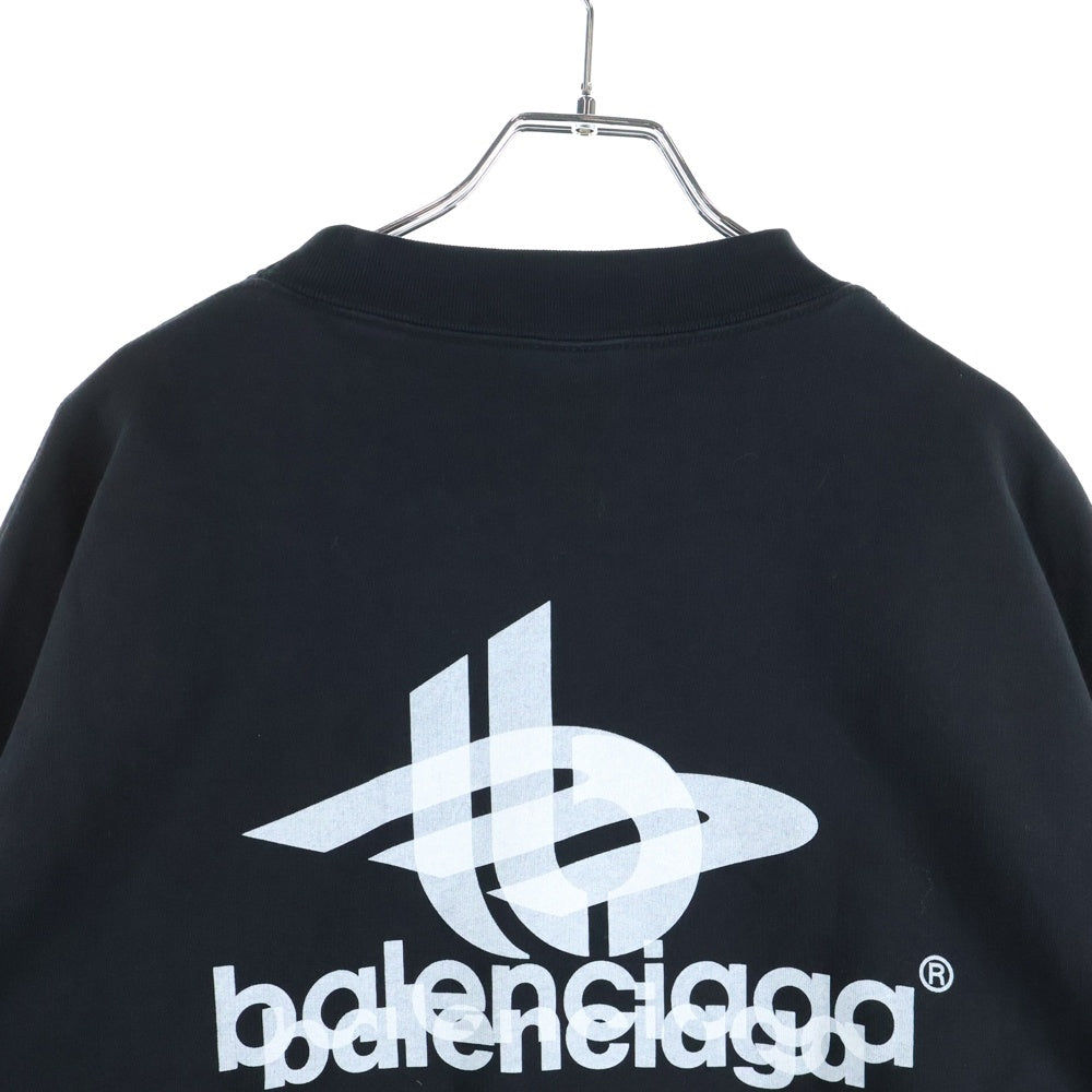BALENCIAGA(バレンシアガ) 24SS Layard Sports Round レイヤードスポーツロゴ クルーネックスウェットトレーナー ブラック 767860 TPVF3