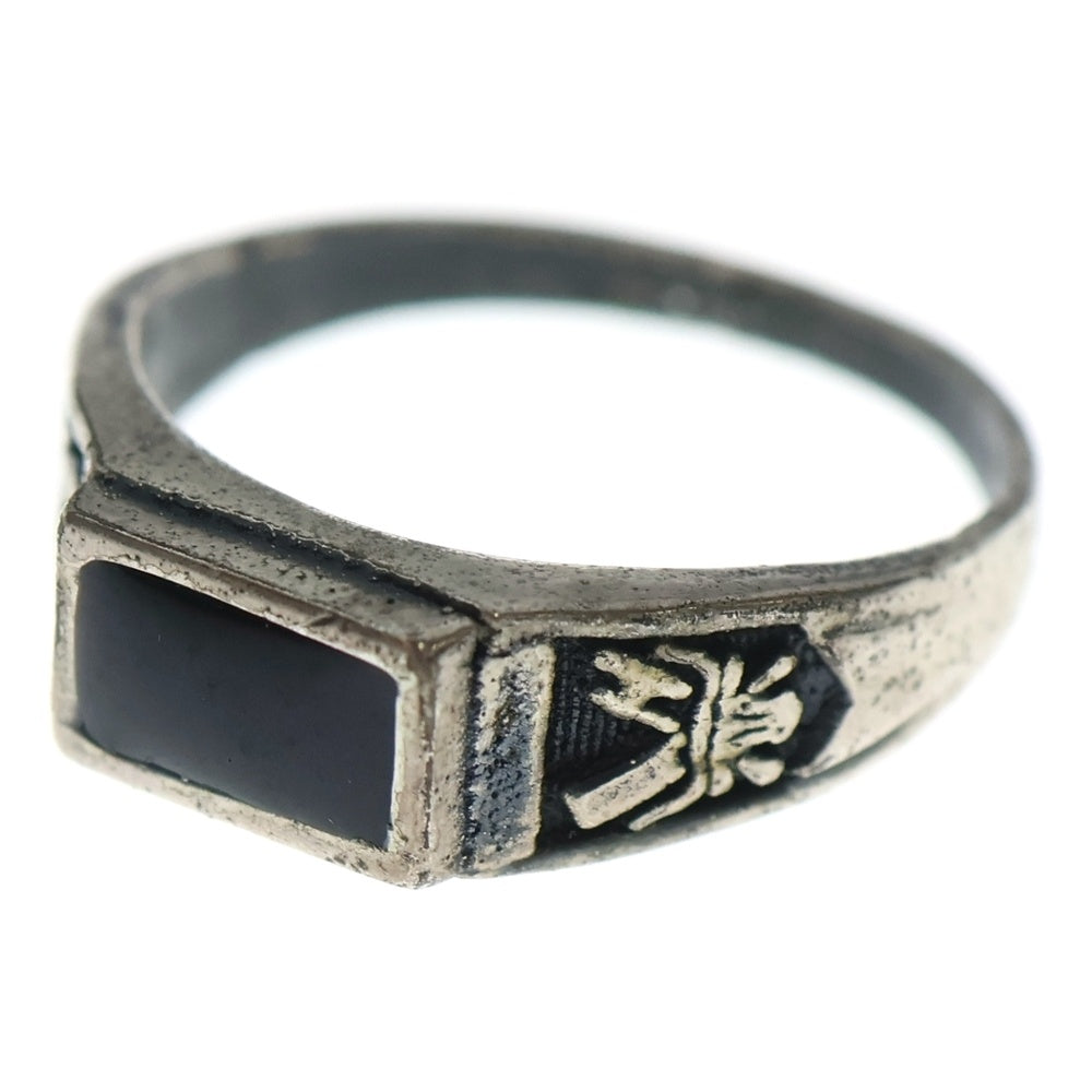 NO BRAND(ノーブランド) Stone College Ring ストーン カレッジリング シルバー/ブラック