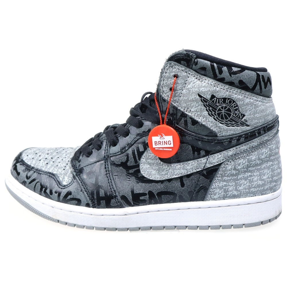 NIKE(ナイキ) AIR JORDAN 1 RETRO HIGH OG REBELLIONAIRE エアジョーダン1 レベリオネア ハイカットスニーカー ブラック/グレー US10.5/28.5cm 555088-036