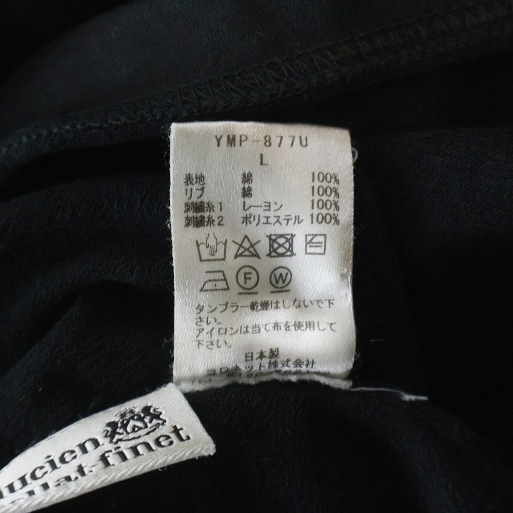 lucien pellat-finet(ルシアンペラフィネ) バックロゴプリント アヒルワッペン 長袖Tシャツ カットソー ブラック YMP-877U