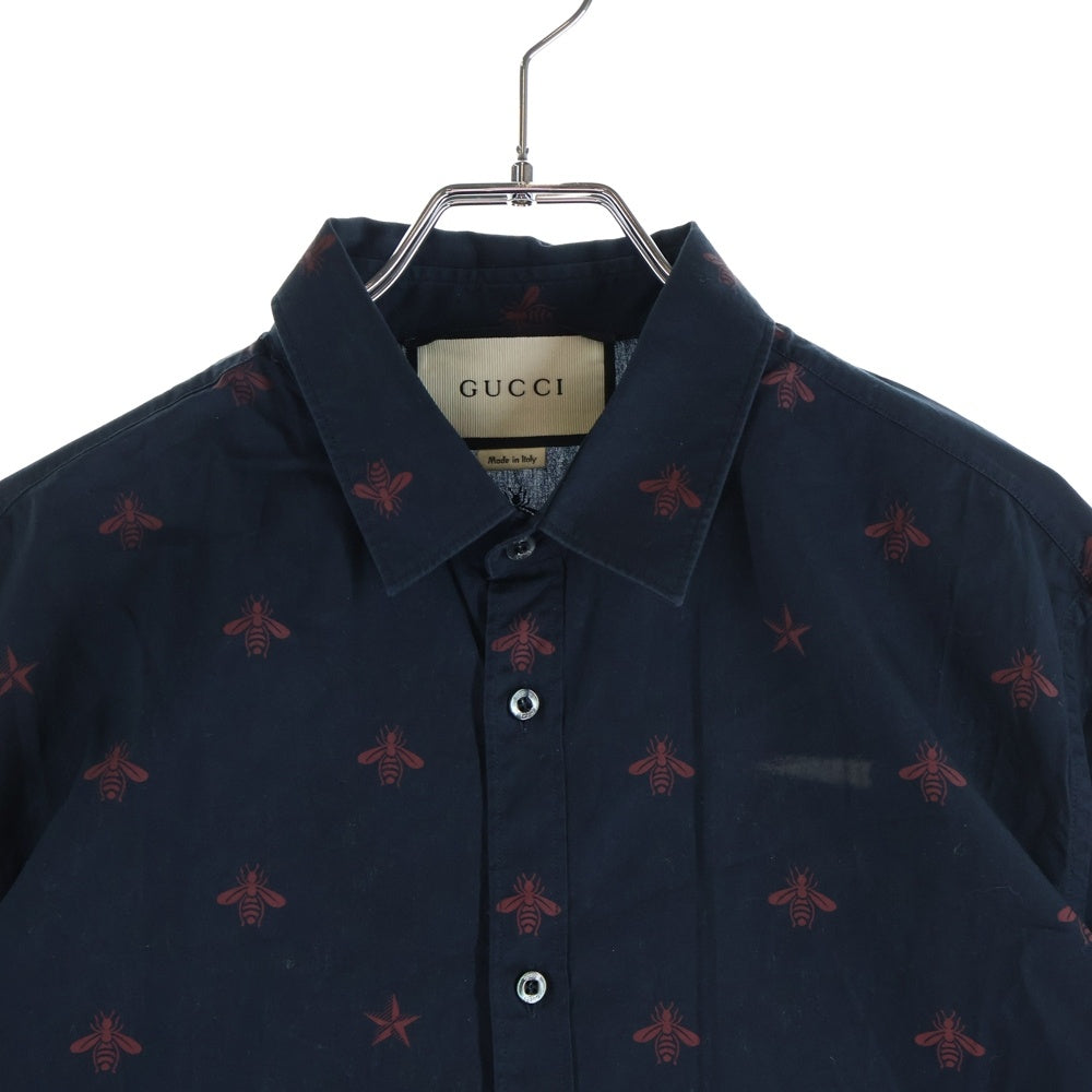 GUCCI(グッチ) Bee Star Print Button Down Shirts ビー スター プリント長袖シャツ ネイビー 408602 Z374A