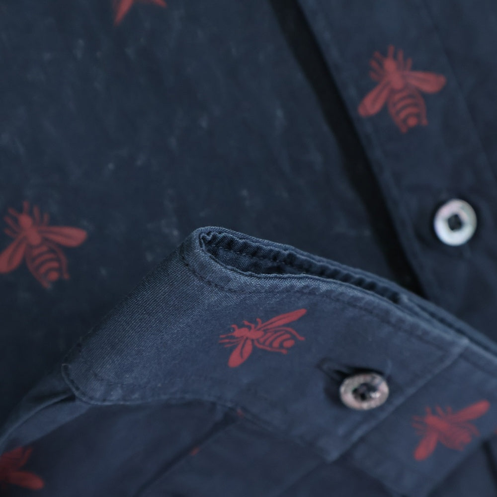 GUCCI(グッチ) Bee Star Print Button Down Shirts ビー スター プリント長袖シャツ ネイビー 408602 Z374A