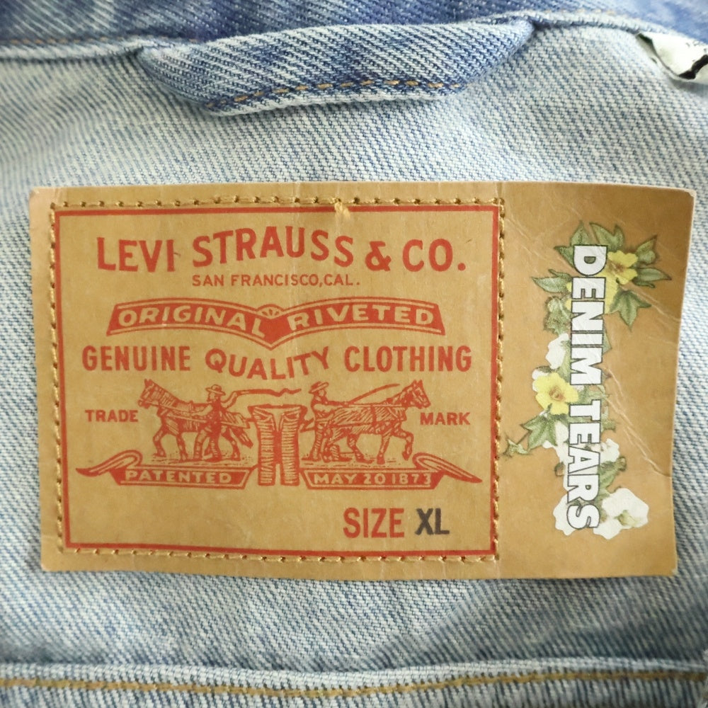 DENIM TEARS(デニムティアーズ) ×LEVI'S TYPE-2 ALL OVER WREATH LIGHT WASH リーバイス オールオーバーフラワー柄デニムジャケット Gジャン インディゴ PC9-A2318-0003