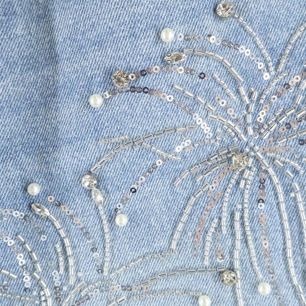 BIRTH OF ROYAL CHILD(バースオブロイヤルチャイルド) Fireworks Washed Denim スパンコール装飾 フレアデニムパンツ インディゴ