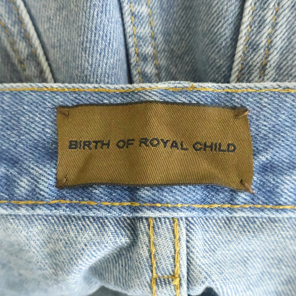 BIRTH OF ROYAL CHILD(バースオブロイヤルチャイルド) Fireworks Washed Denim スパンコール装飾 フレアデニムパンツ インディゴ