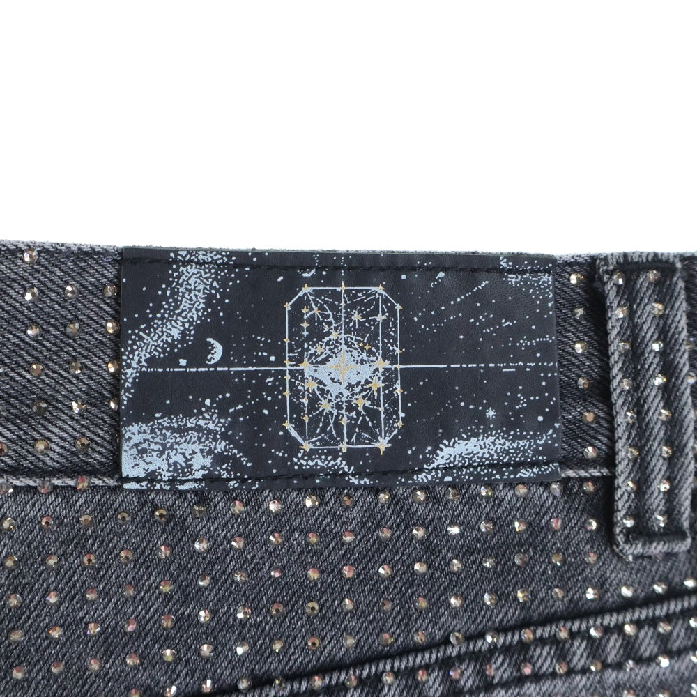 BIRTH OF ROYAL CHILD(バースオブロイヤルチャイルド) 20K Diamond Stellar Jeans ラインストーン装飾 デニムパンツ グレー
