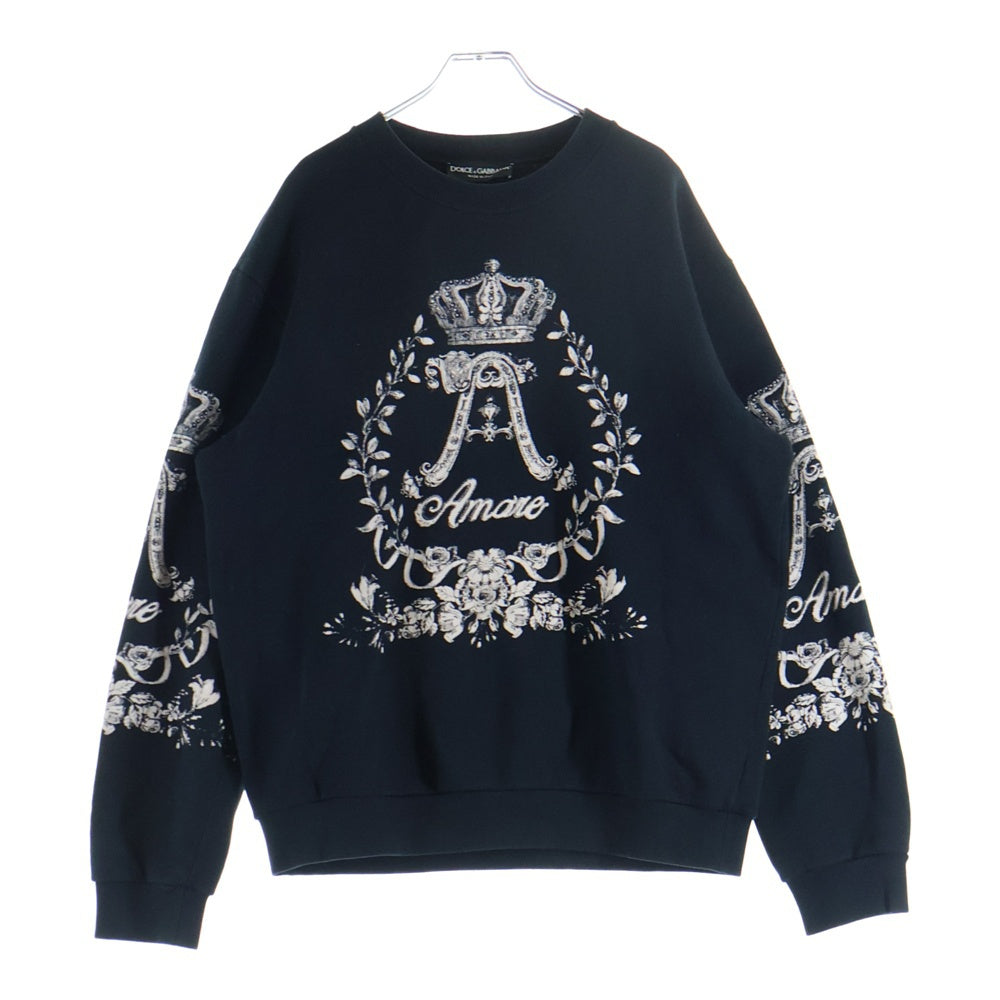 DOLCE & GABBANA(ドルチェアンドガッバーナ) Sweatshirt クラウンプリント クルーネックスウェットトレーナー ブラック G9FD1T