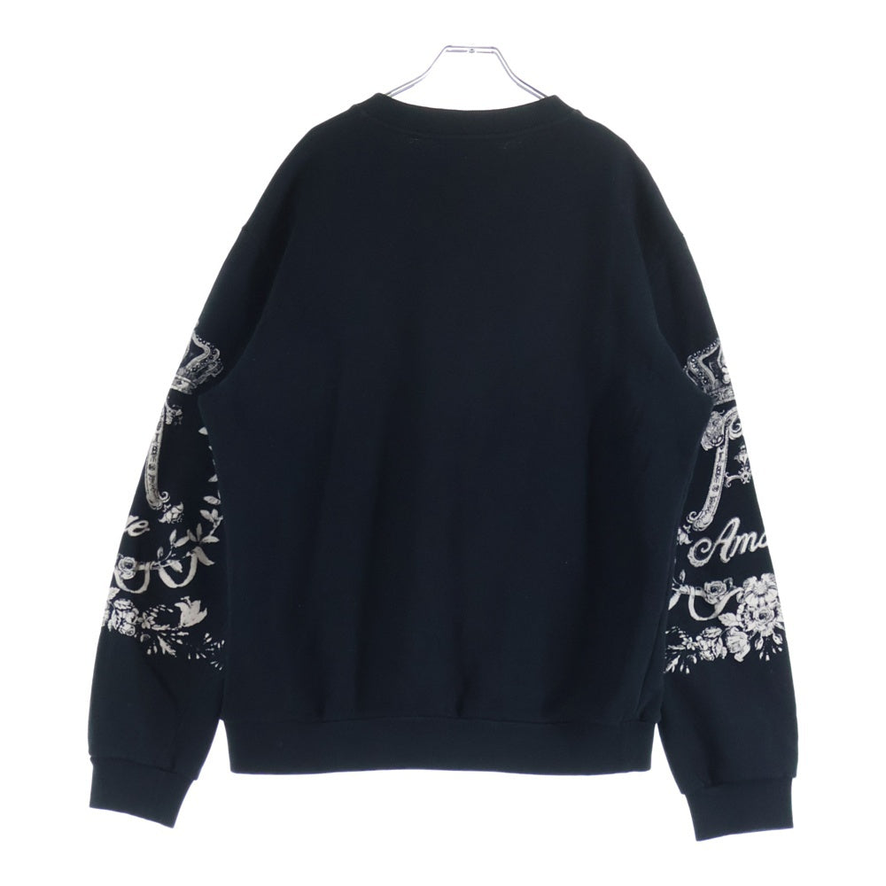 DOLCE & GABBANA(ドルチェアンドガッバーナ) Sweatshirt クラウンプリント クルーネックスウェットトレーナー ブラック G9FD1T