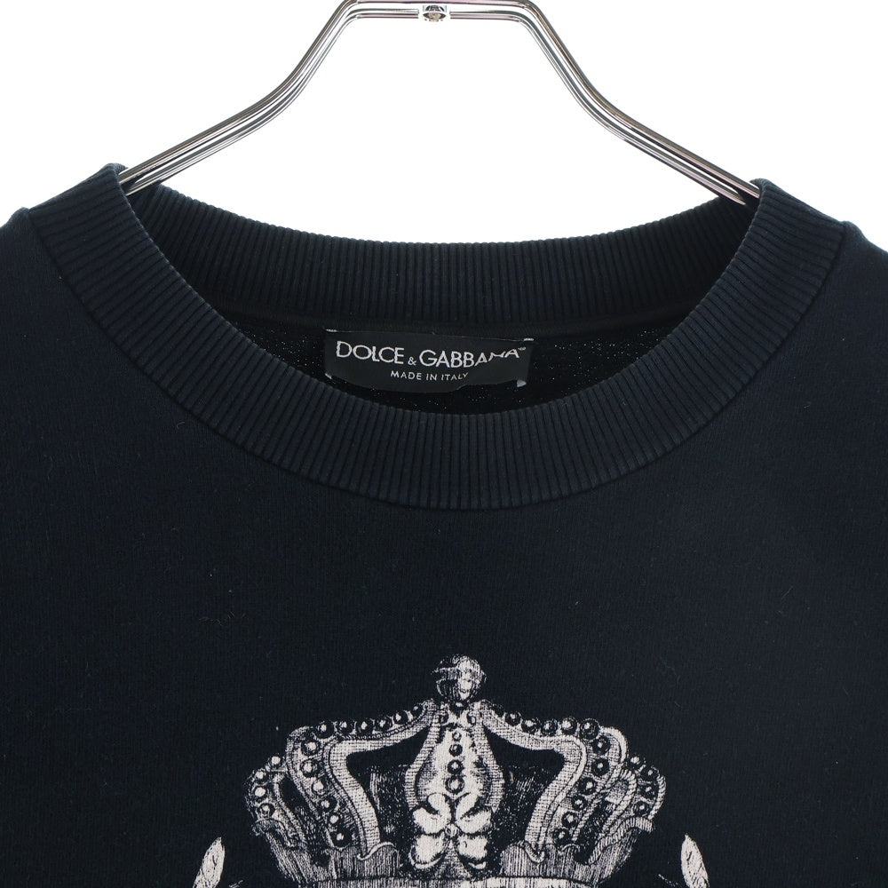 DOLCE & GABBANA(ドルチェアンドガッバーナ) Sweatshirt クラウンプリント クルーネックスウェットトレーナー ブラック G9FD1T