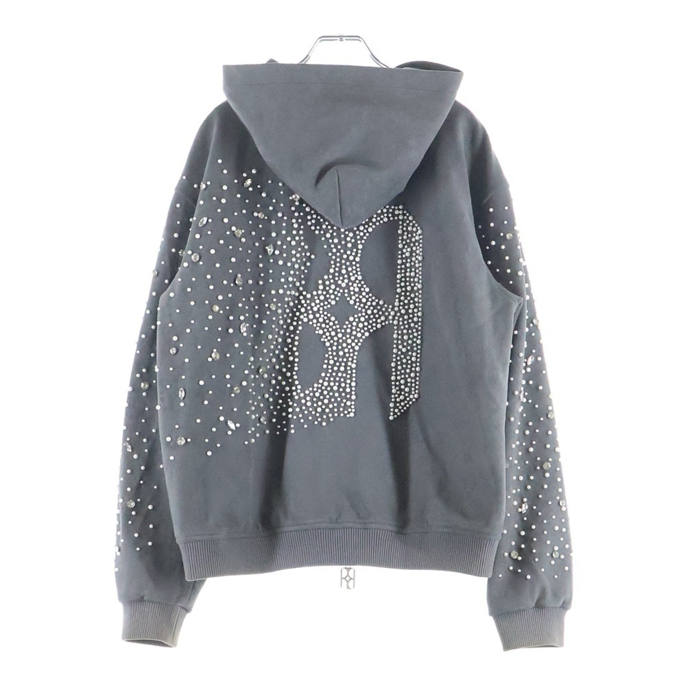 BIRTH OF ROYAL CHILD(バースオブロイヤルチャイルド) Cashew Blossom Pearl Zipper Hoodie ペイズリー柄 パール装飾 ジップアップスウェットパーカー フーディー グレー