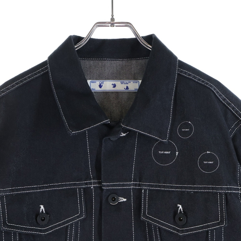 OFF-WHITE(オフホワイト) 21SS Twisted Denim Jacket バックロゴ 切り替えし デニムジャケット インディゴ OMYE067R21DEN001
