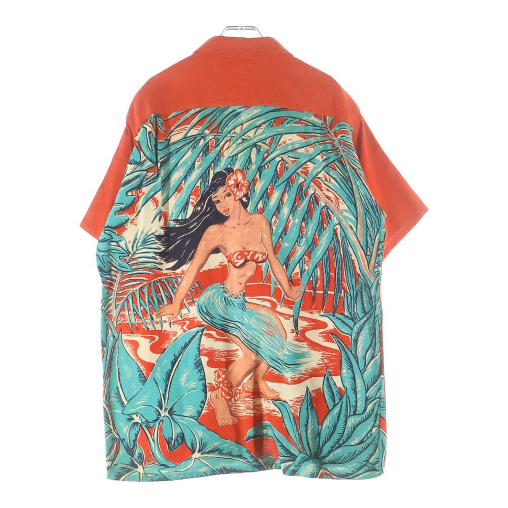 VINTAGE(ヴィンテージ) 50S Art Vogue Hula Girl Back Panel Hawaiian Shirt フラガール バックプリントホップサックアロハシャツ レッド