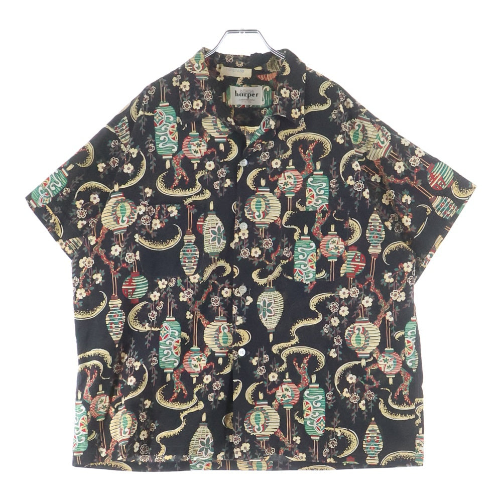 VINTAGE(ヴィンテージ) 50S harper Cotton Hawaiian Shirt 総柄半袖アロハシャツ ブラック