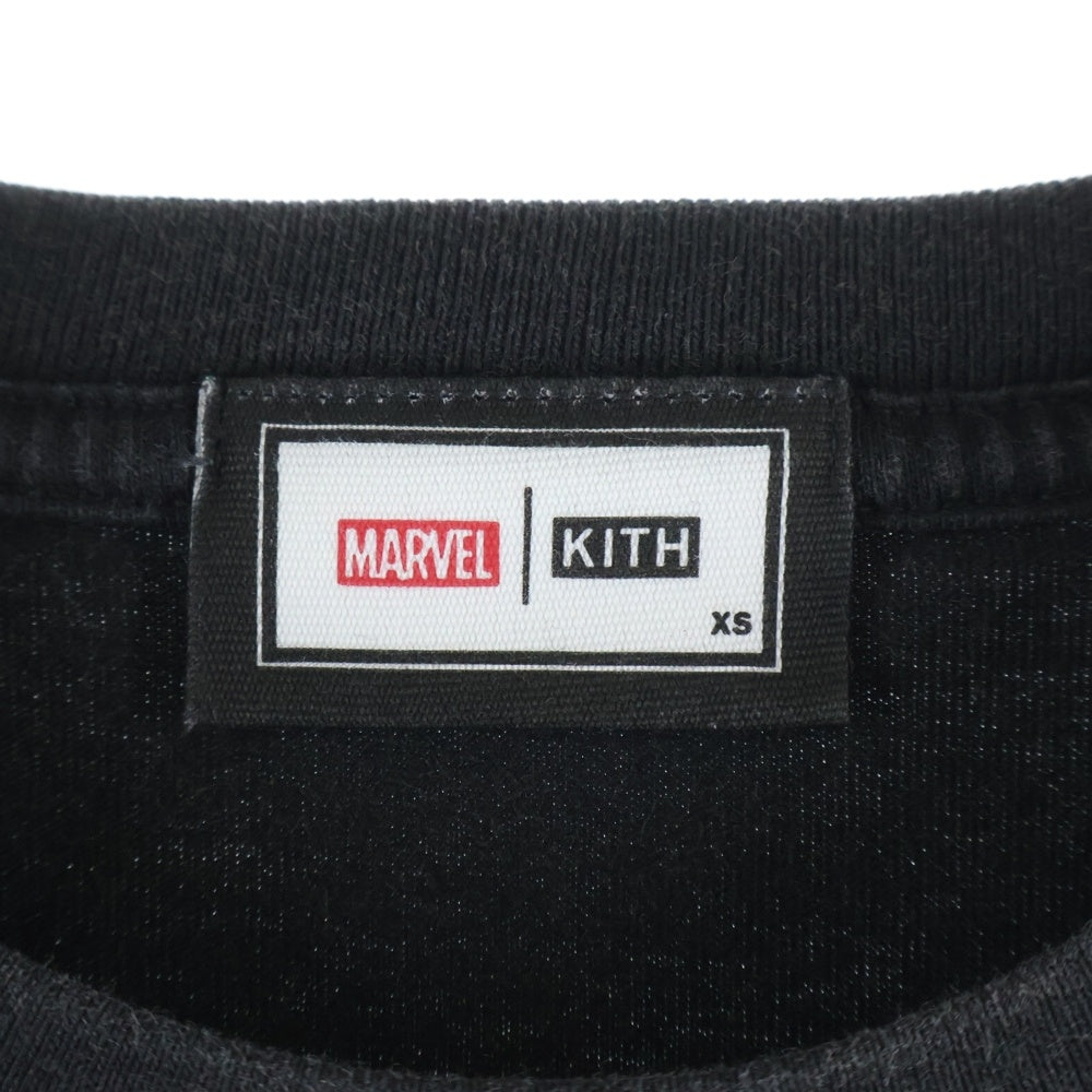 KITH(キス) ×MARVEL Kingpin Tee マーベル フロントロゴプリント半袖Tシャツ カットソー ブラック