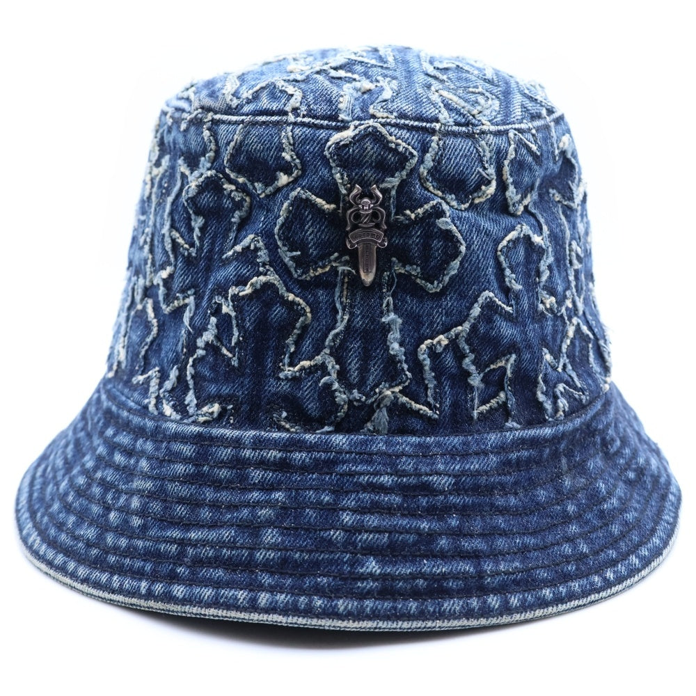 CHROME HEARTS(クロムハーツ) クロスパッチ デニム バケットハット 帽子 インディゴ
