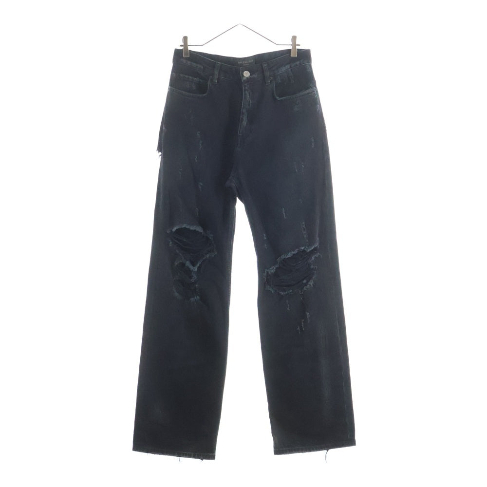 BALENCIAGA(バレンシアガ) 23SS Destroyed Knee Baggy Jeans デストロイバギーデニムパンツ ジーンズ ブラック 745151 TBP47