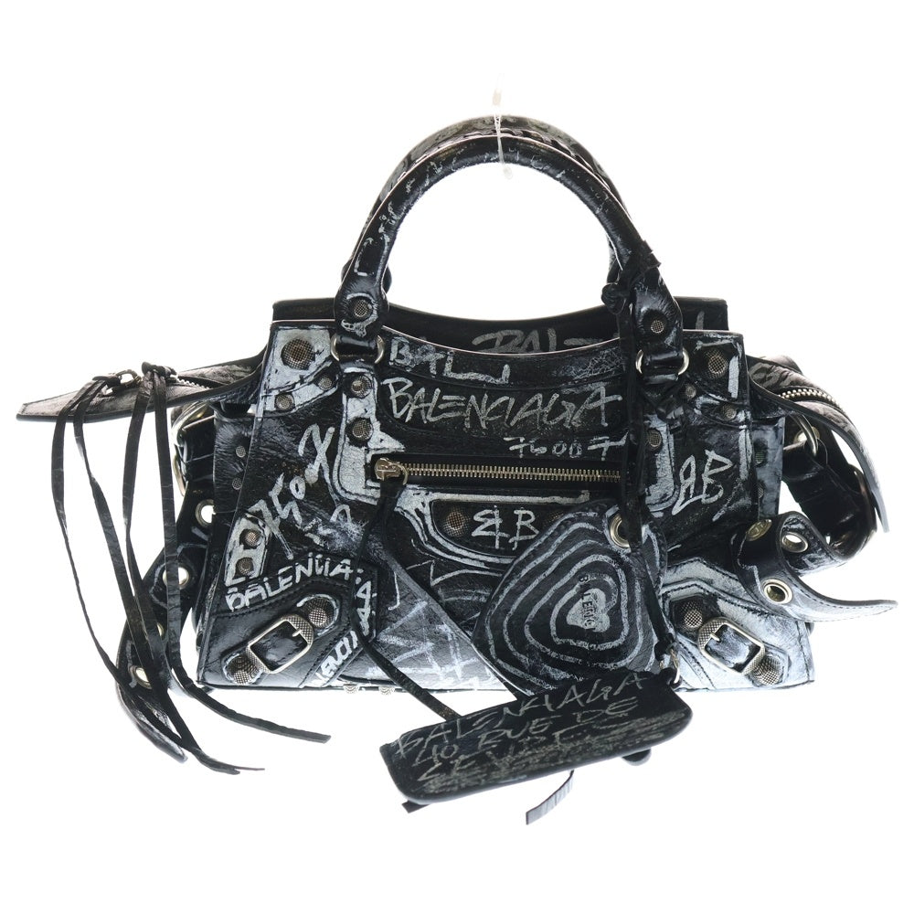 BALENCIAGA(バレンシアガ) Neo Cagole XS Graffiti ネオ カゴール グラフィティ 2WAYレザーショルダーバッグ ハンドバッグ ブラック 700940