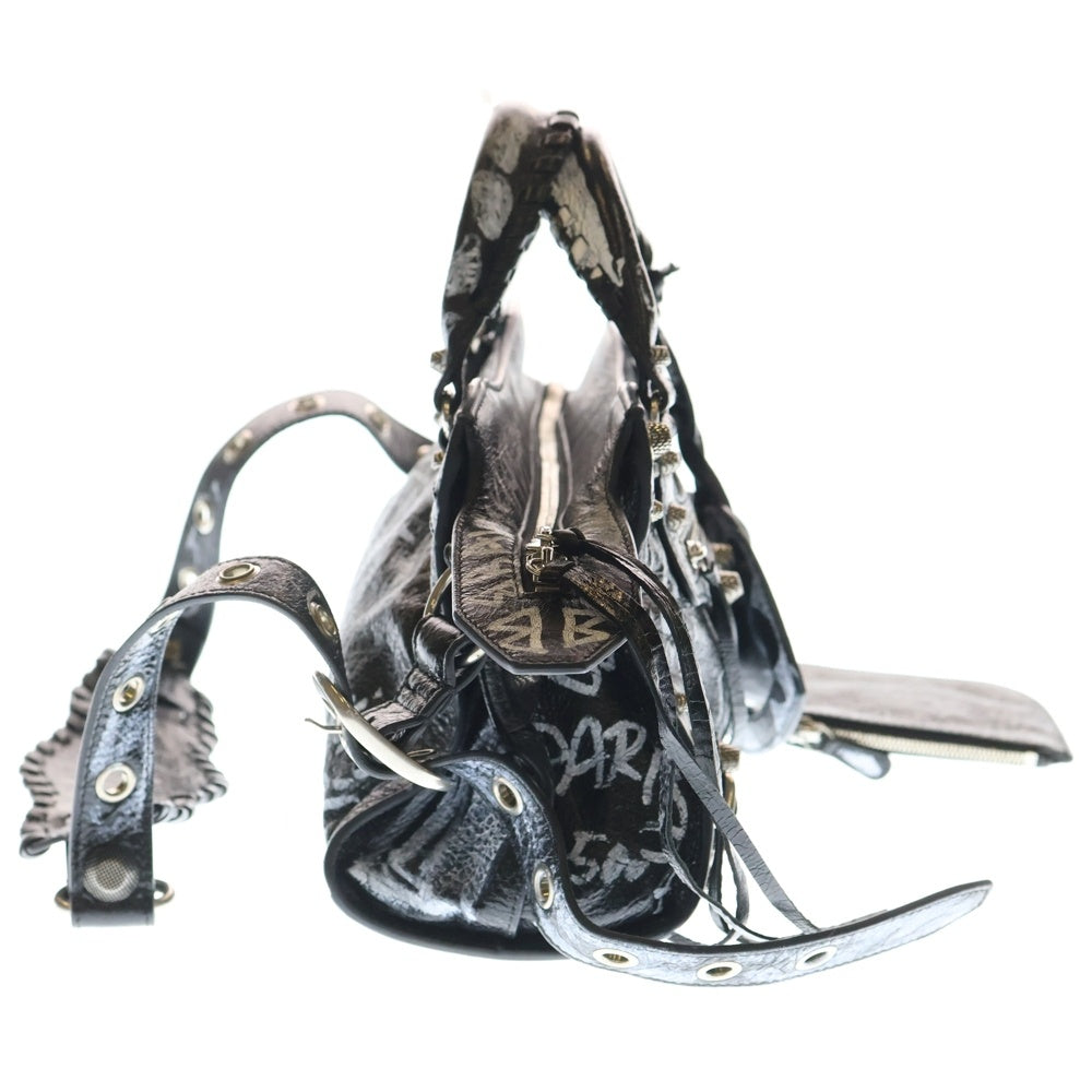 BALENCIAGA(バレンシアガ) Neo Cagole XS Graffiti ネオ カゴール グラフィティ 2WAYレザーショルダーバッグ ハンドバッグ ブラック 700940