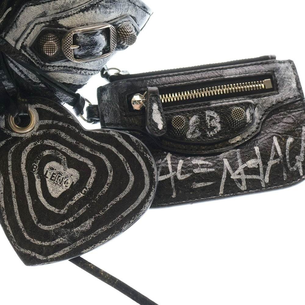 BALENCIAGA(バレンシアガ) Neo Cagole XS Graffiti ネオ カゴール グラフィティ 2WAYレザーショルダーバッグ ハンドバッグ ブラック 700940