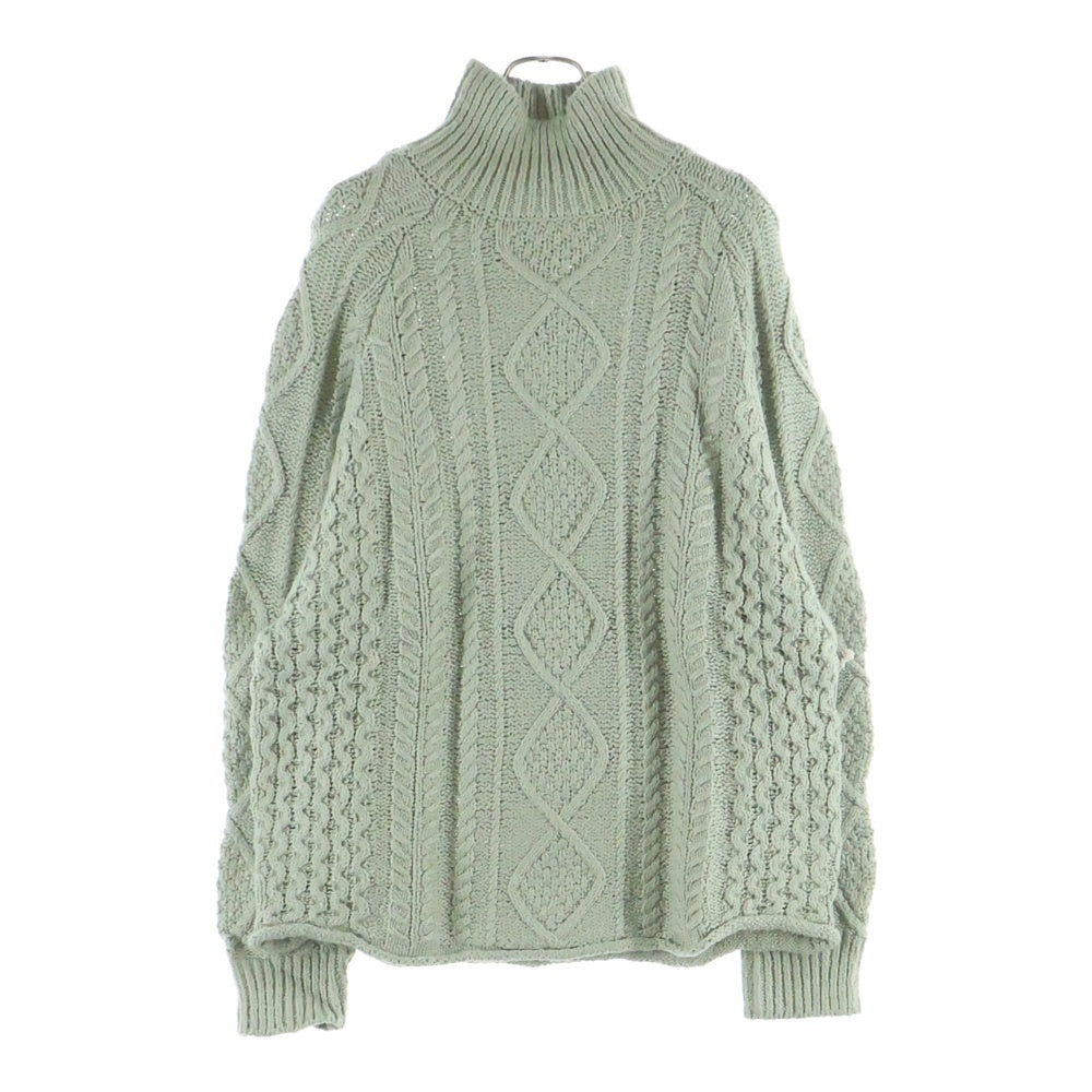 FEAR OF GOD ESSENTIALS(フィアオブゴッド エッセンシャルズ) CABLE KNIT SWEATER オーバーサイズ ハイネック ケーブルコットンニット セーター グリーン