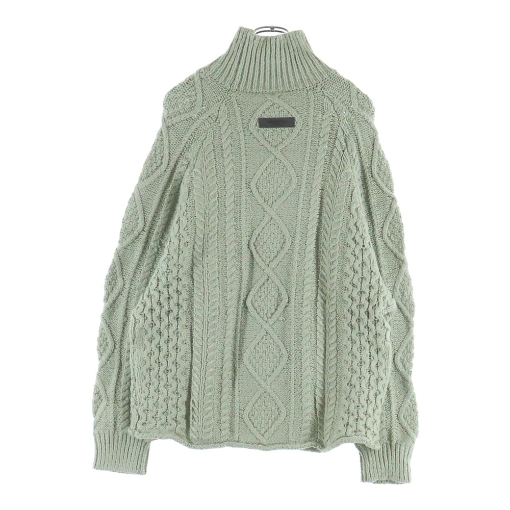FEAR OF GOD ESSENTIALS(フィアオブゴッド エッセンシャルズ) CABLE KNIT SWEATER オーバーサイズ ハイネック ケーブルコットンニット セーター グリーン