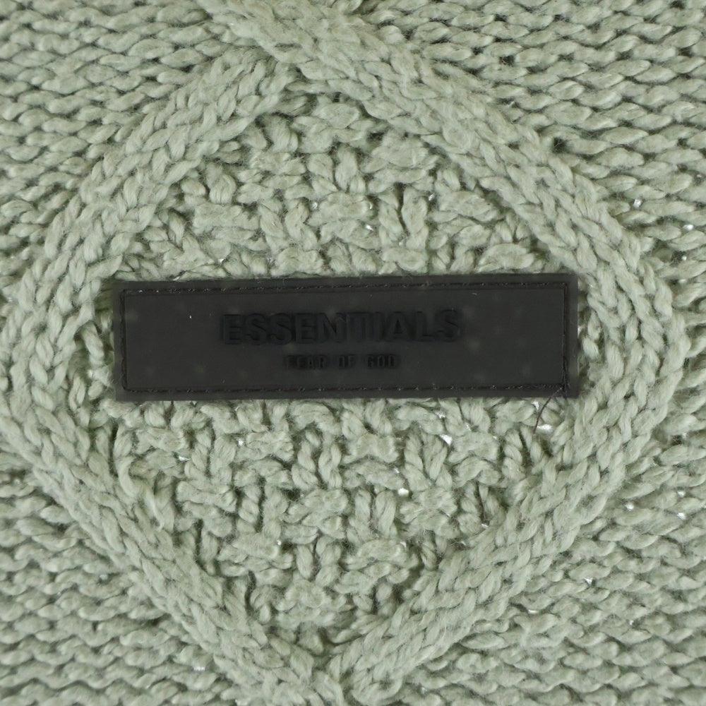 FEAR OF GOD ESSENTIALS(フィアオブゴッド エッセンシャルズ) CABLE KNIT SWEATER オーバーサイズ ハイネック ケーブルコットンニット セーター グリーン
